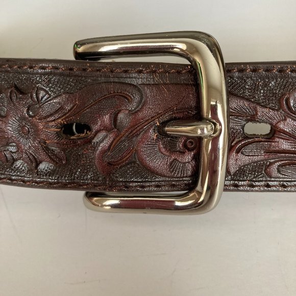 Nocona Genuine Leather Tooled Belt- Size 38 - Picture 1 of 8
